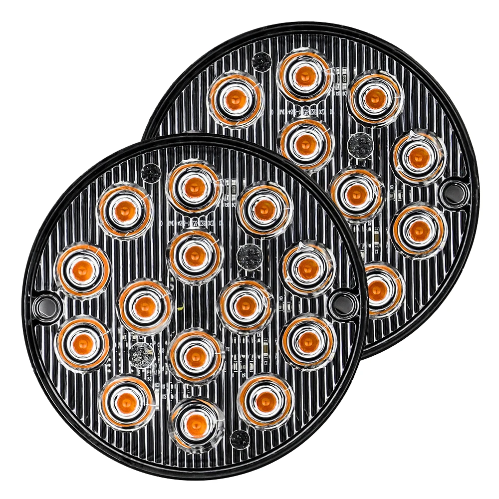 

2 шт. светодиодный стробоскоп предупреждающий свет Стробоскопическая решетка мигающая лампа для грузовика Янтарный светофор 12 В 24 В Круглая Автомобильная фара боковой свет s