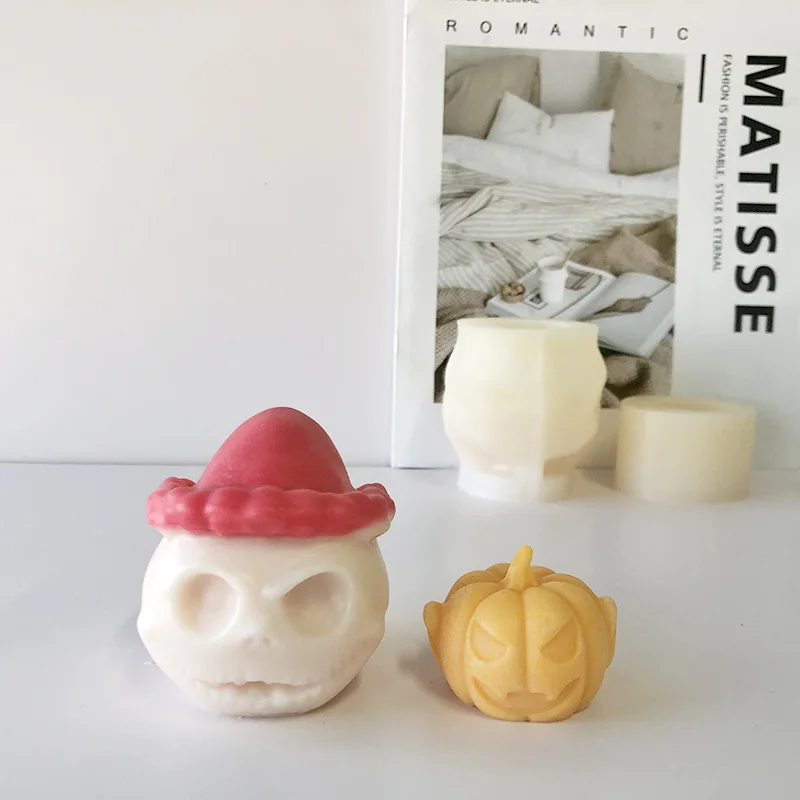 

Halloween Candle Mold Skull Pumpkin Head DIY Horror Theme Skull Pumpkin Scented Candle Silicone Mold