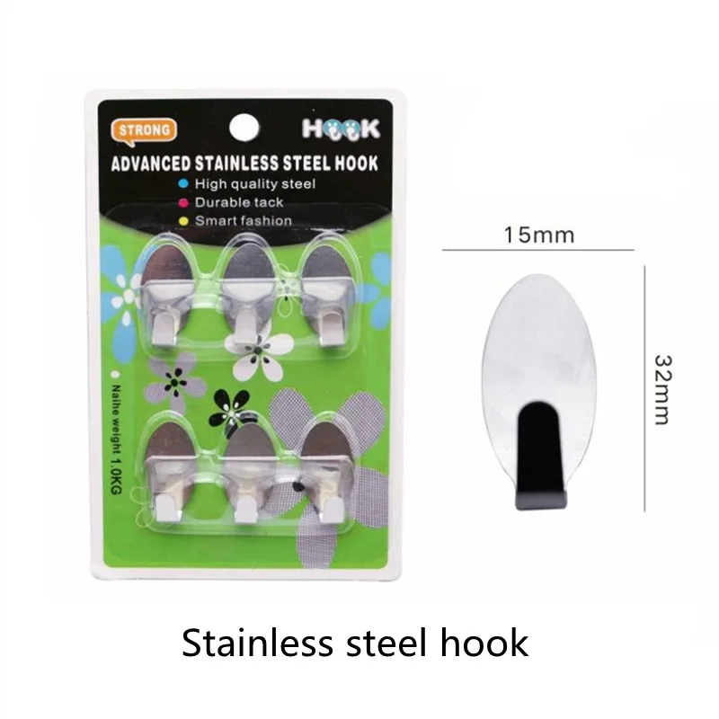 

6 pcs/Box Stainless Steel Household Creative Small Hook Wall-mounted Adhesive Hook Non-punching Multi-purpose Hanger wall hooks