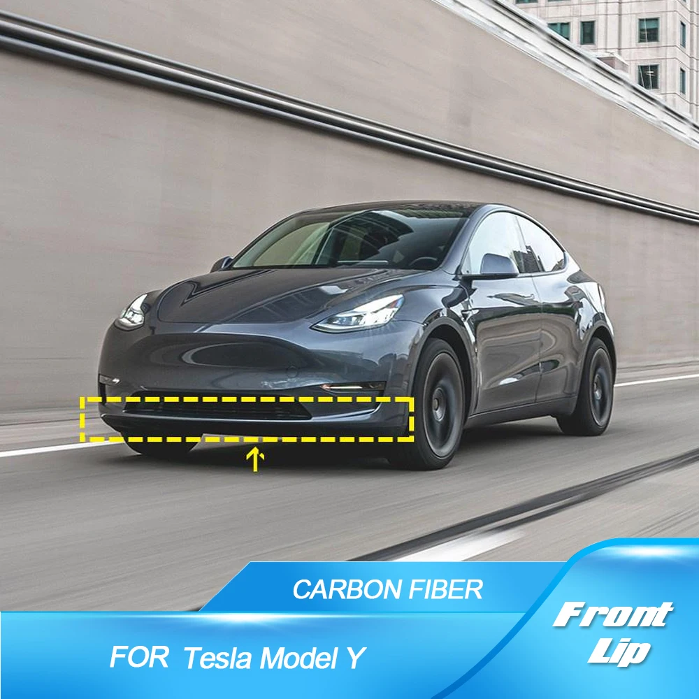 

For Tesla Model Y Sport Utility 4-Door 2019 - 2021 Carbon Fiber Front Bumper Lip Splitters Spoiler Guard Real Carbon Body Kits