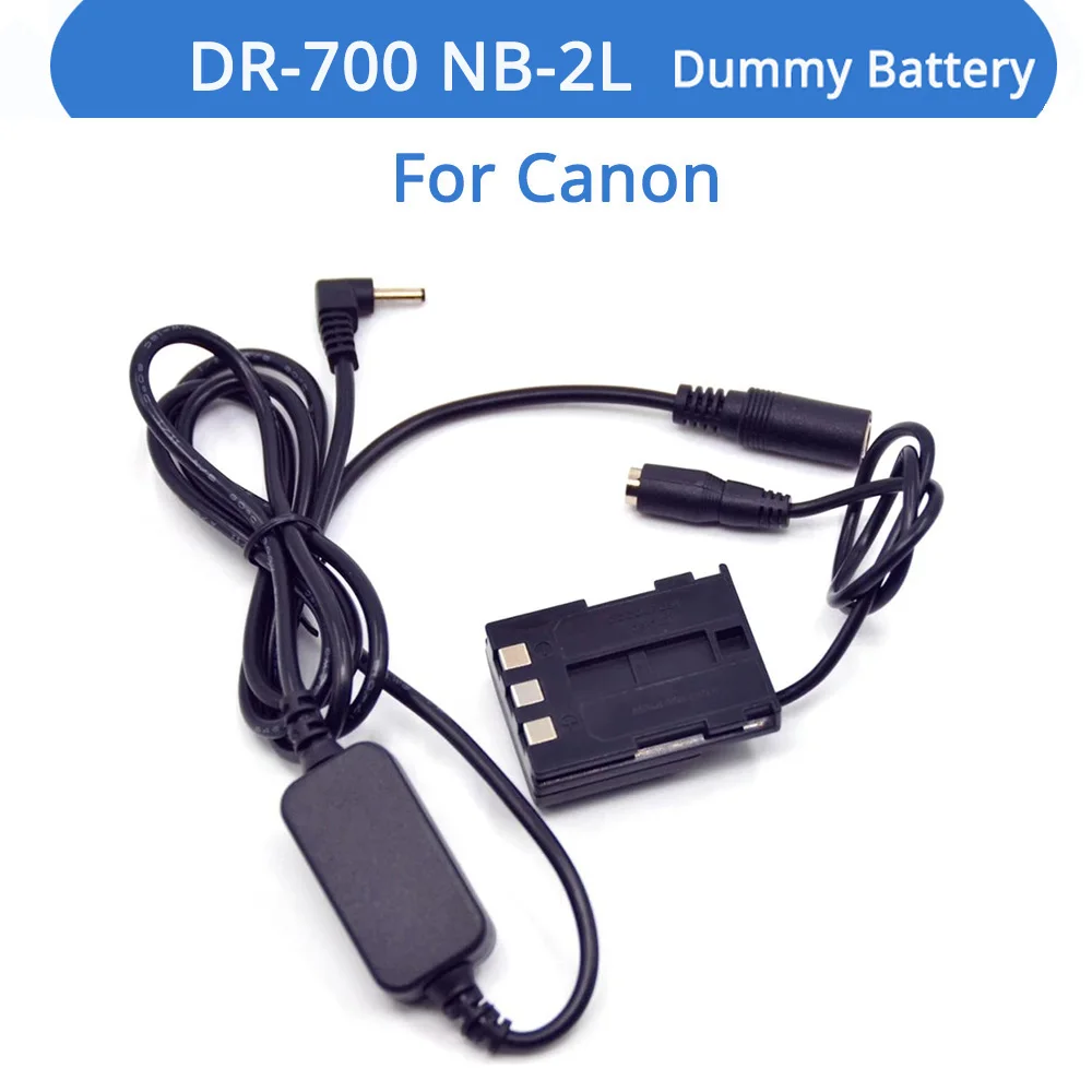 

12V-24V Step-Down Power Cable DR-700 DC Coupler NB-2L Dummy Battery For Canon XT G7 G9 S45 S50 S60 S70 S80 350D 400D Camera