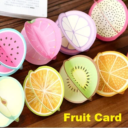 

5pcs/lot Cute and interesting Fruit design Stereoscopic foldability postcards Gift card stationerychrismas