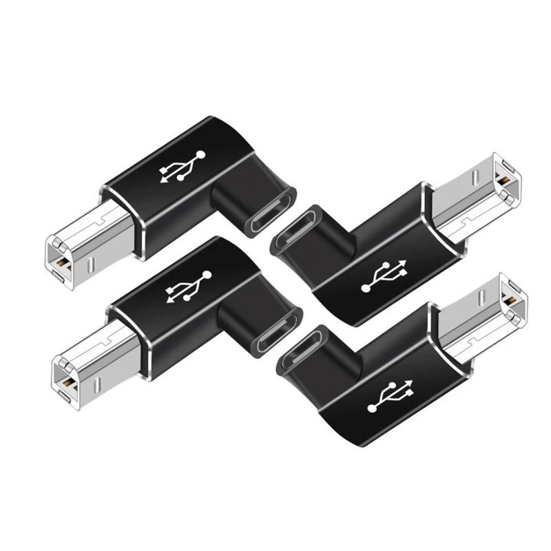 

4Pack USB C To Midi 90 Degree Adapter,USB C Female To USB B Male Adapter For Printers,MIDI,Eectric Pianos