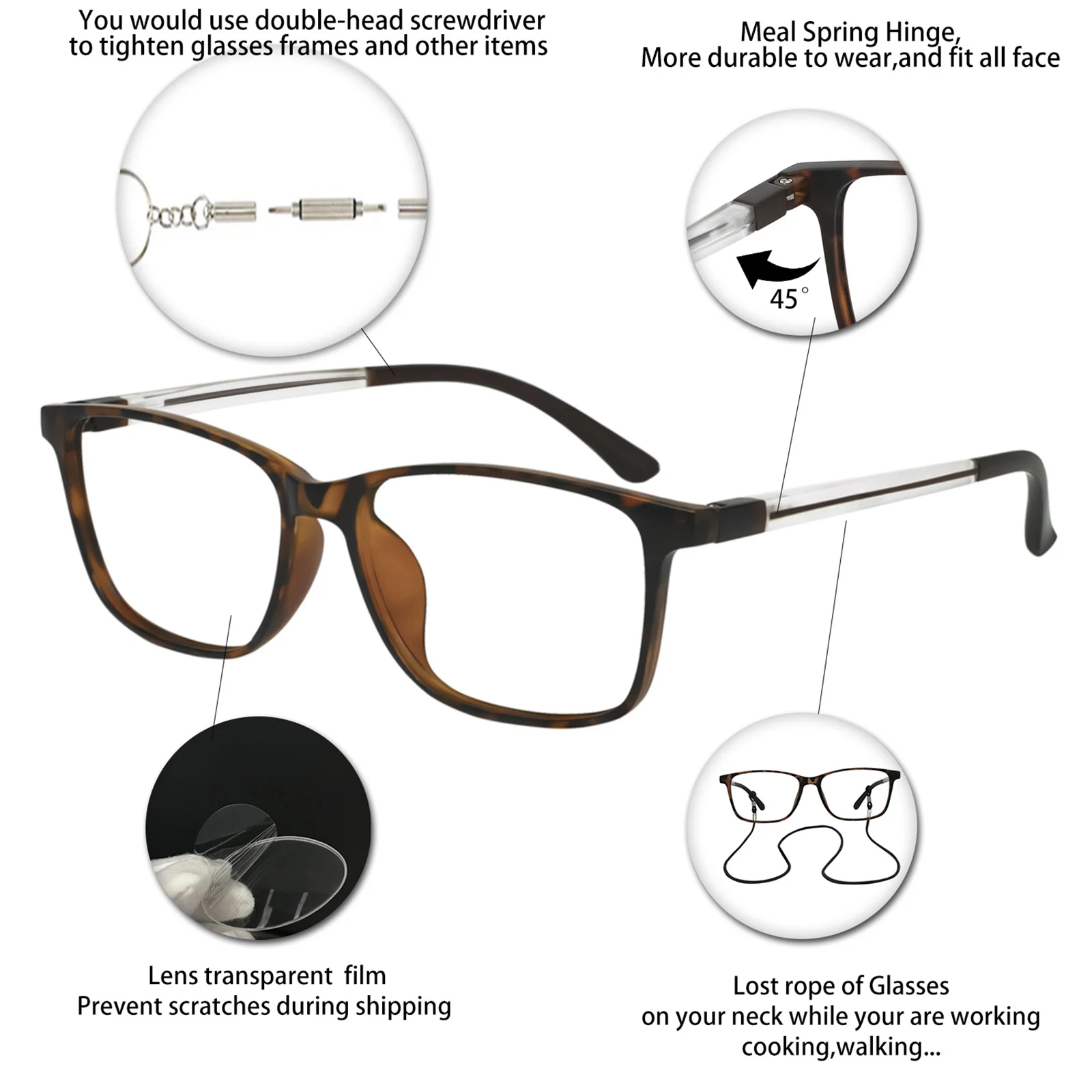 Очки для чтения TR90 квадратные с защитой от синего света