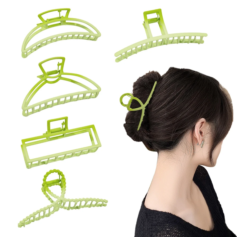 

New Summer Gradient Green Geometric Large Metal Hair Claw Clips Women Fashion Alloy Gold Silver Hairpin Hair Crab Accessories