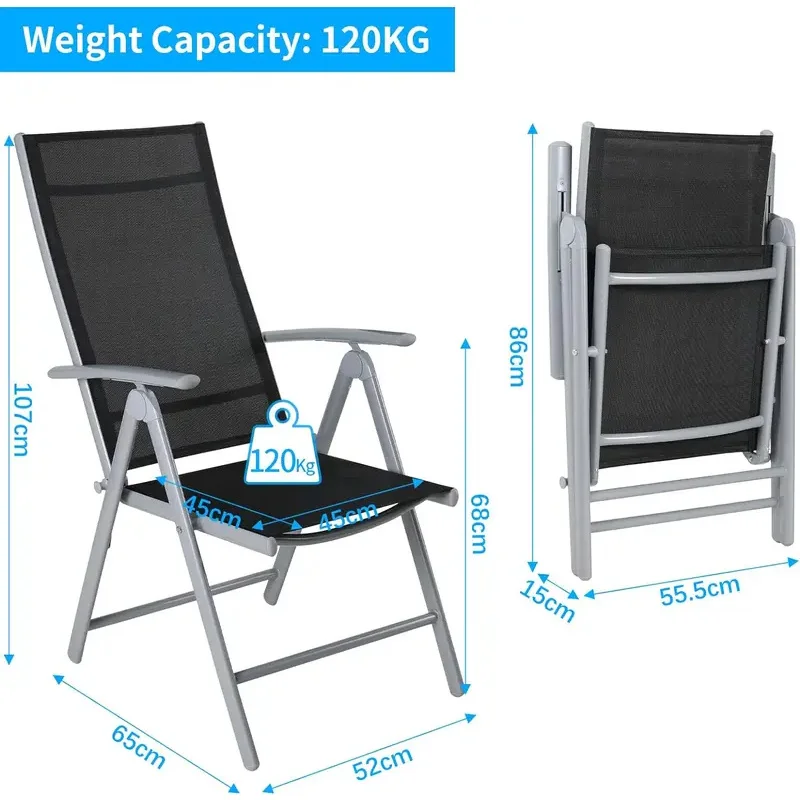 Складной стул для отдыха 2 шт. складные обеденные стулья патио регулируемый