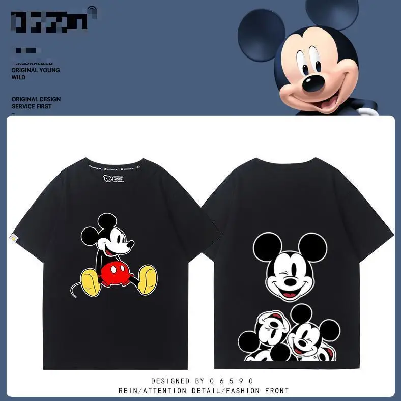 Футболка Унисекс Дисней Свободного Размера С Короткими Рукавами И Принтом Микки