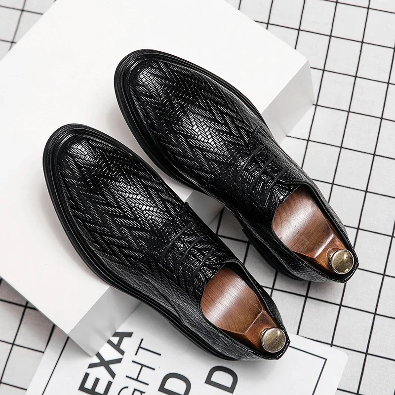 Дизайнерская брендовая мужская кожаная повседневная обувь для офисных интервью.