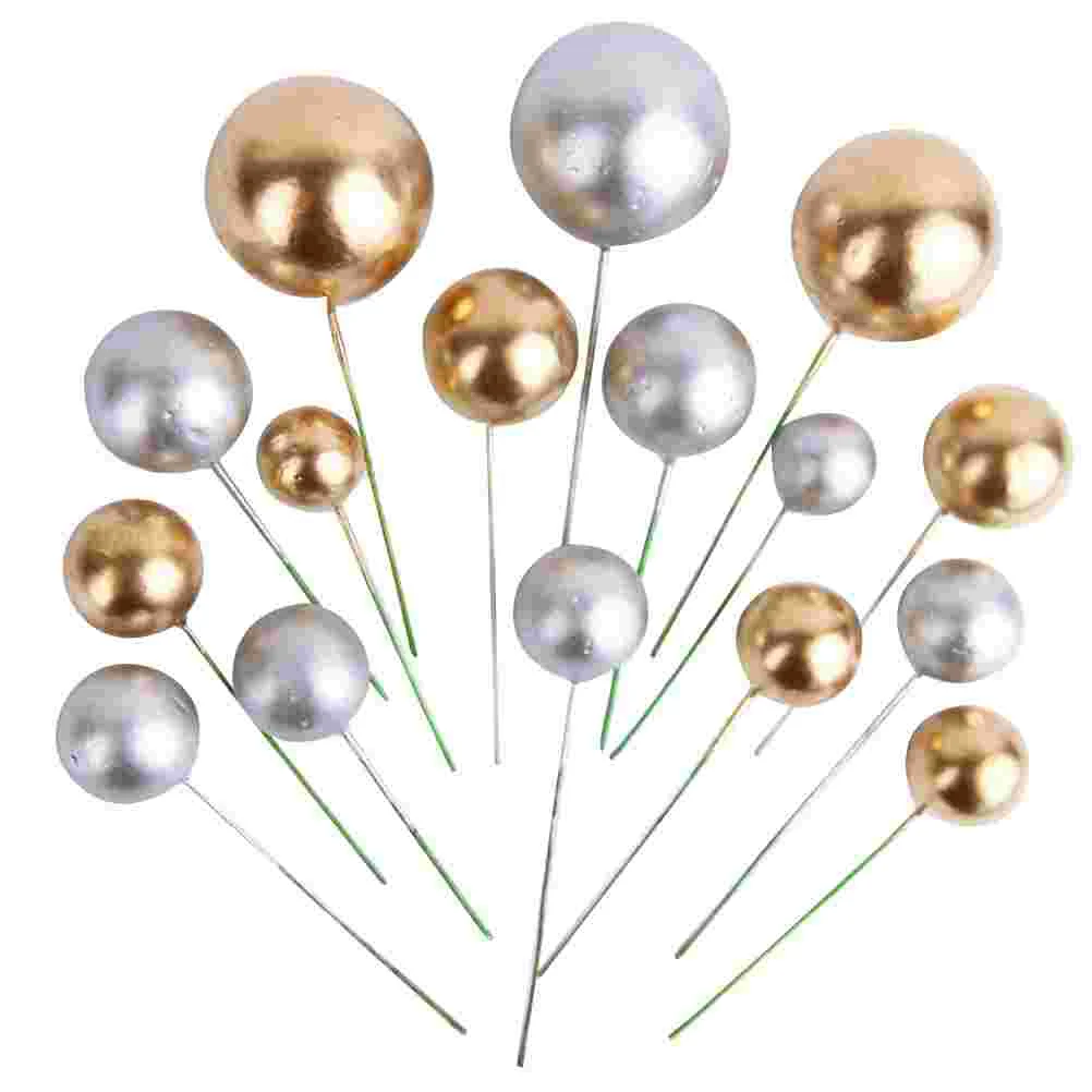 

Xmas Cupcake Topper Golden Ball Silver Happy Birthday Balloons Party Decorations