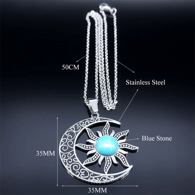 Ожерелье с подвеской Луна и солнце нержавеющая сталь