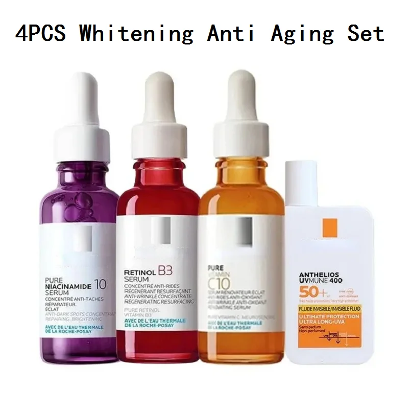 

4PCS Whitening Anti Aging Set Retinol B3/Pure Vitamin C 10/Niacinamide/Anthelios Uvmune 400 Sunscreen Fine Lines and Wrinkles