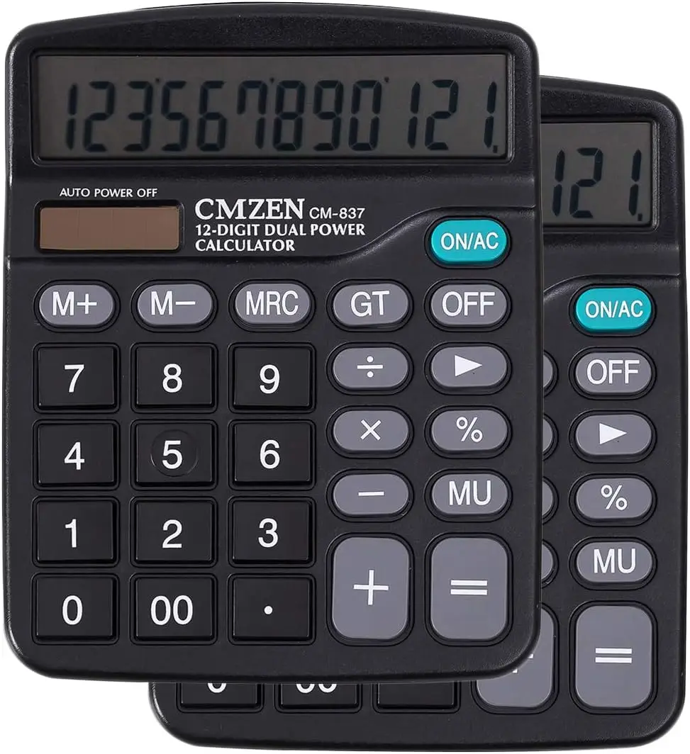 

Calculadoras de Escritório JAWOO com Dupla Potência Portátil Eletrônico Solar Básico com Visor LCD Grande Pacote com 2 calc