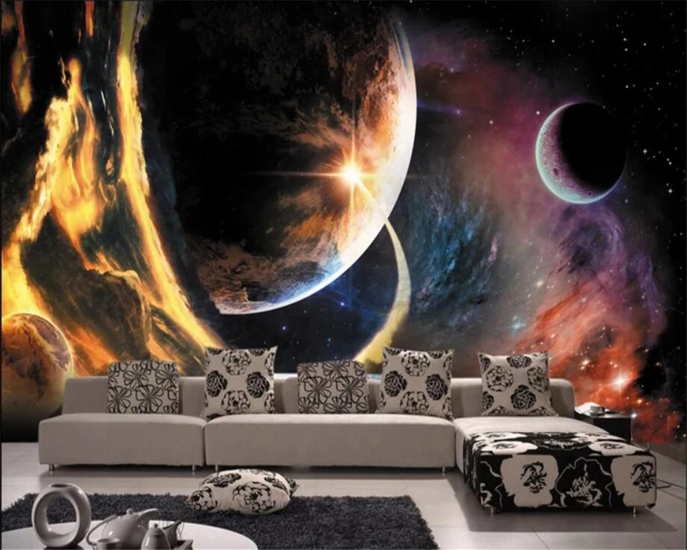 

Custom wallpaper 3d mural universe planet outer space interstellar TV background wall paper home decor papel de parede wallpaper
