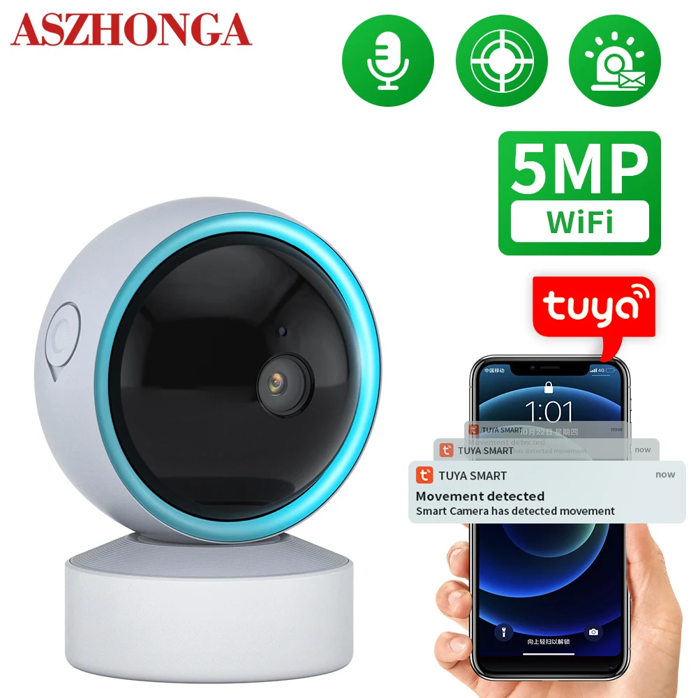IP-камера Tuya 5 Мп с поддержкой Wi-Fi для системы видеонаблюдения ночное видение