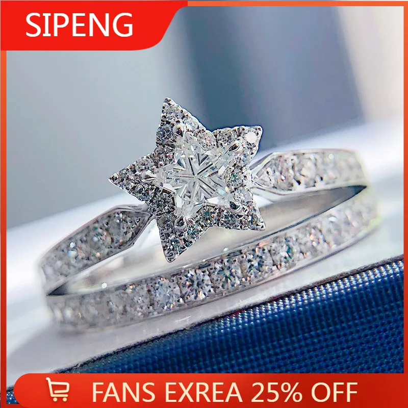 

SIPENGJEL Fashion Cubic Zircon Star Finger Opending Ring for Women Engagement Wedding Ring for Women Party Jewelry Gift