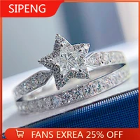 sipengjel fashion cubic zircon star finger opending ring for women engagement wedding ring for women party jewelry gift