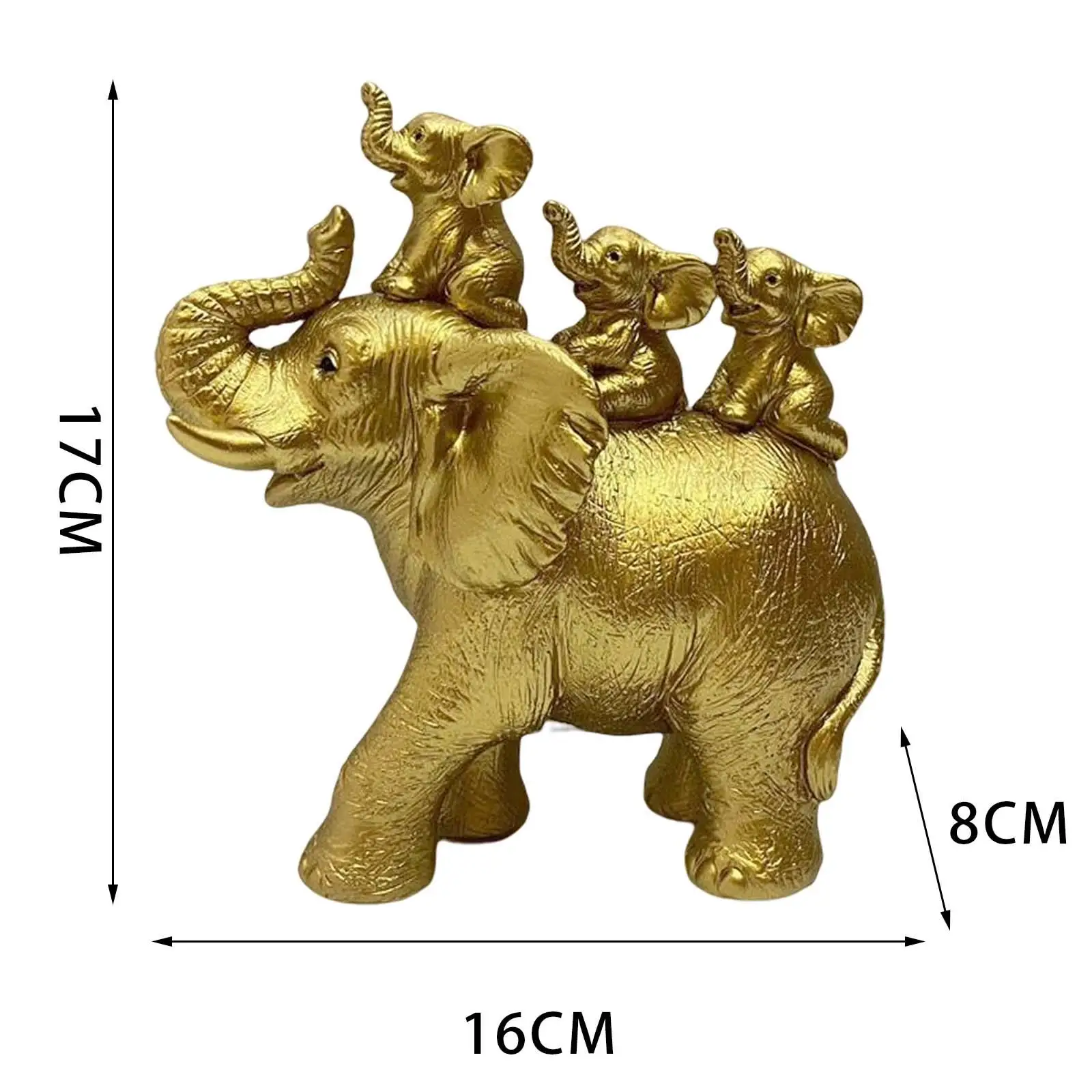 

Resin Figurines Animals Sculptures Desktop Decorating 3 Baby Elephants Riding AN Elephant Statues for Living Room Farmhouse Home