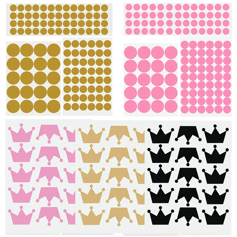 

Gold/Grey/Black/White/Pink Crown Polka Dots Wall Stickers Circles DIY Stickers Kids Room Baby Nursery Room Decoration Wall Decal