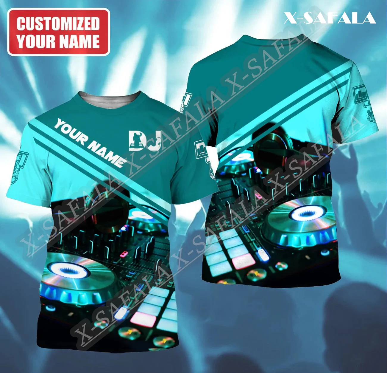 

Футболка Dj с 3D принтом, мягкая летняя с круглым вырезом, из молочного волокна, повседневная майка для мужчин и женщин, зеленая серия с именем под заказ