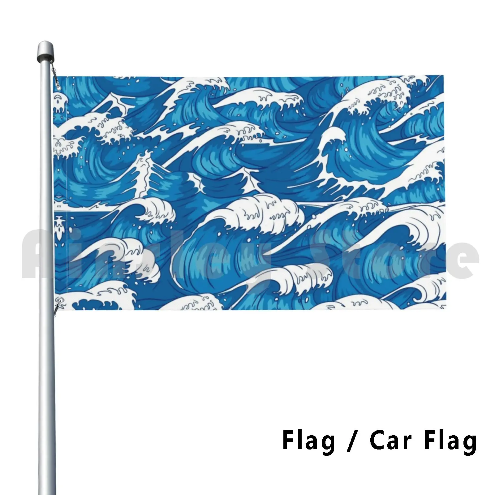 Синий океан волны рисунок флаг автомобиль смешной синий Цвет Цветные Волнистые