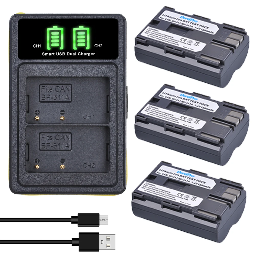 

BP-511A BP-511 Battery + BP511 BP511A Bateria Charger for Canon EOS 40D 5D 50D 20D 300D 10D 30D 5D Mark I, PowerShot G1 G2 G3 G5