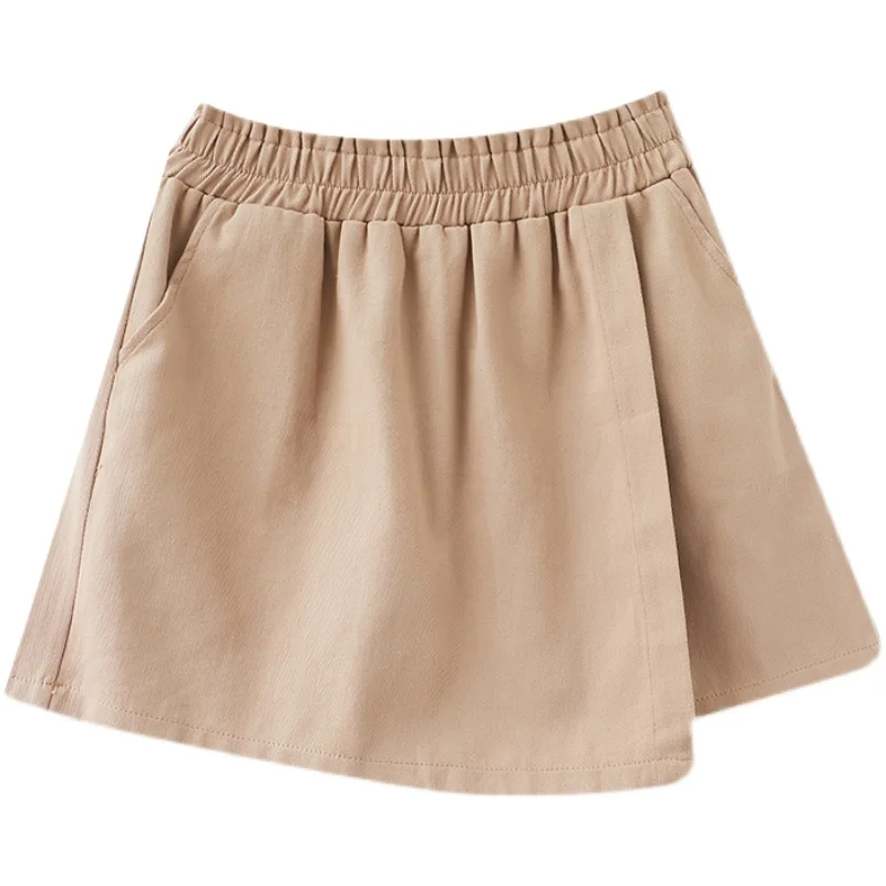 Women Cotton Shorts Skirts 2023 New Summer Korean Style High Waist Oversized Fake Two Pieces A-Line Casual Loose Wide Leg Pants