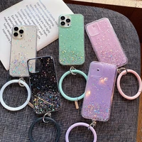 luxury bling glitter wristband silicone phone case for samsung galaxy s22 s21 s20 fe note 20 10 9 plus ultra thin lanyard cover