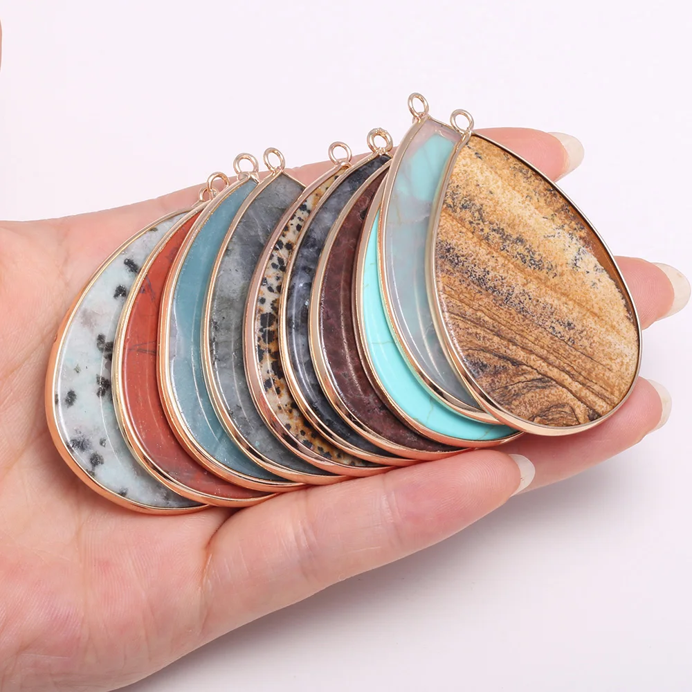 

Natural Stone Pendants Water drop shape Gemstone Exquisite Charms for Jewelry Making Diy earring necklace Bracelet accessories