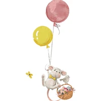cute mouse balloon wall stickers kids baby room bedroom background home decoration decal living room wallpaper cartoon sticker