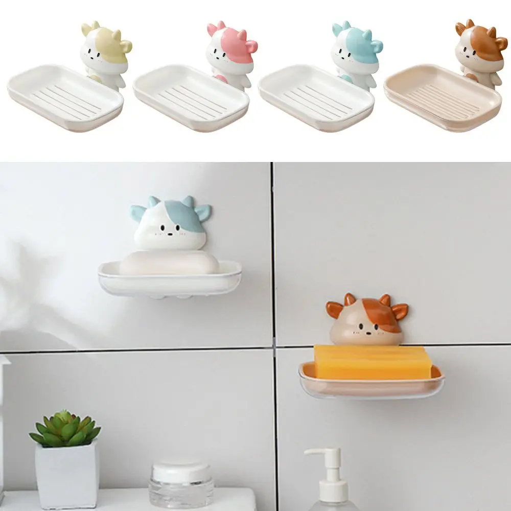 

Cartoon Calf Bathroom Kitchen Organizer Self-Adhesive Soap Holder Hanging Storage Rack Soap Dishes Drain Soaps Shelf