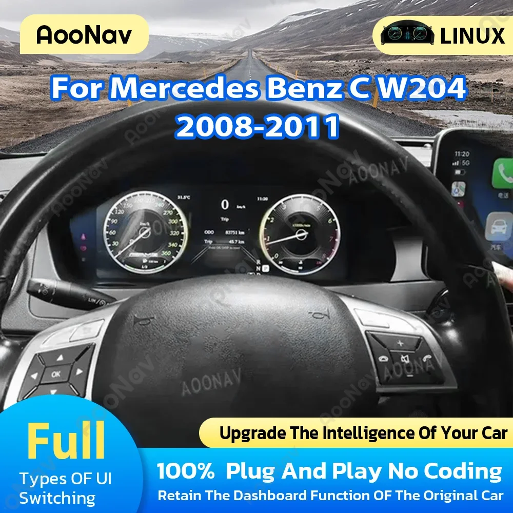 Автомобильный цифровой кластер с ЖК-дисплеем 12 3 дюйма для Mercedes Benz C W204 2008-2011