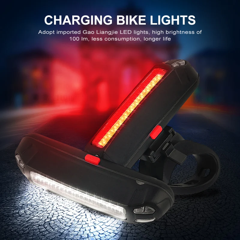 

LED Bicycle Taillight 100 Lumens Waterproof USB Rechargeable Lamp Mountain Road Safety Warning Cycling light Bike Accessories