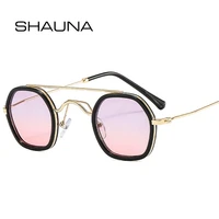 shauna double bridges sunglasses women fashion polygon square clear ocean gradient lens shades uv400 retro men punk sun glasses
