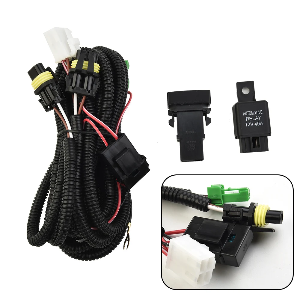 

H11 Auto Fog Light Wiring Harness Socket Car ON/OFF Switch Kits LED Indicator Switch + Automotive Relay 12V 40A Car Interior