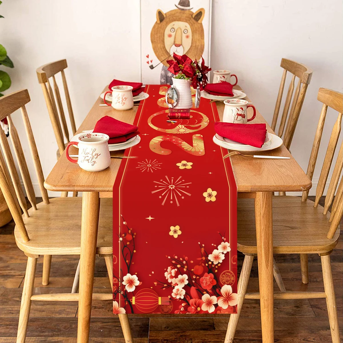 Настольные флажки на китайский новый год Рождество кухня столовая дорожка