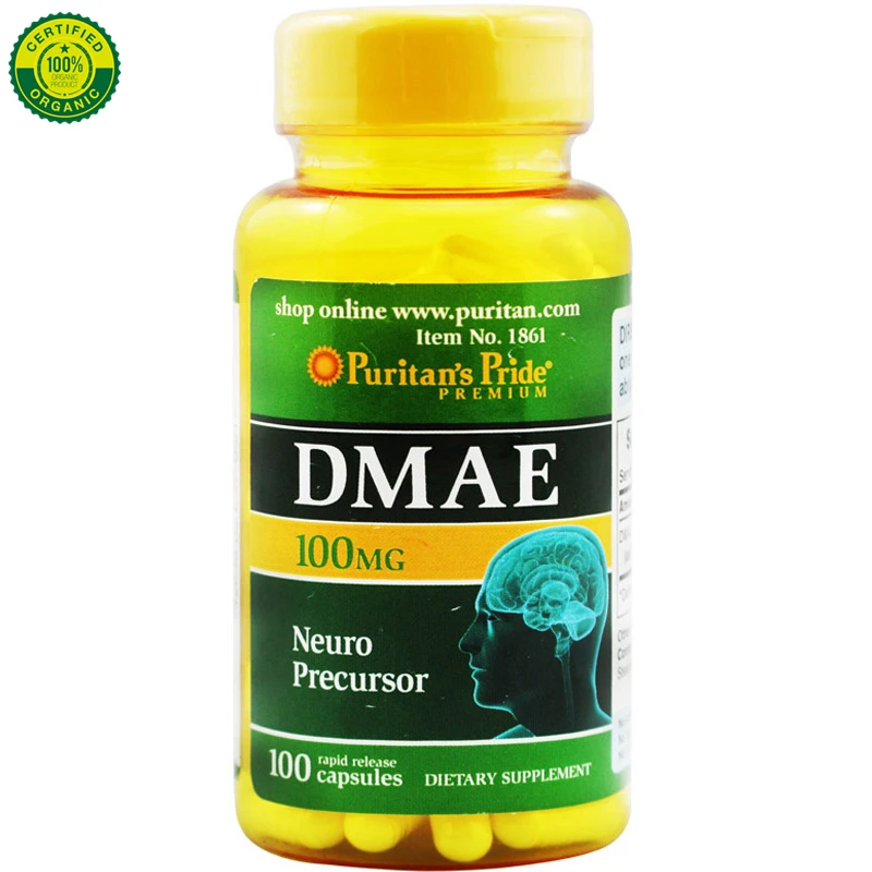 

Puritan's Pride American DMAE 100 капсулы, память помогает мозгу студентам