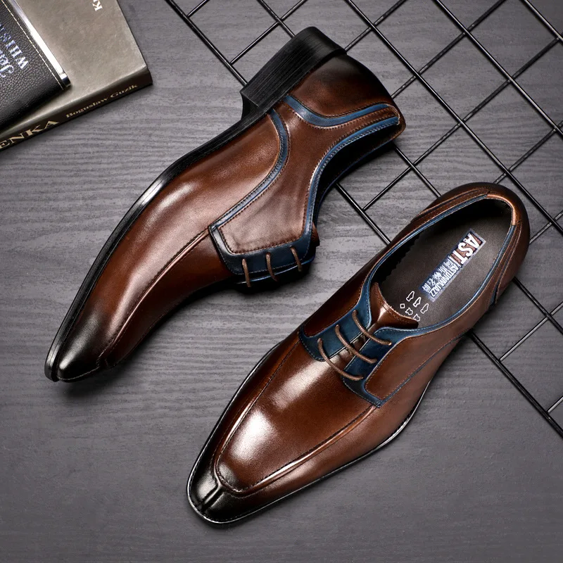 

2022 spring new men's formal leather shoes British business retro leather European and American large size leather shoes