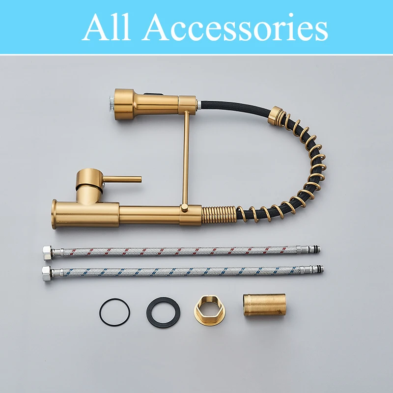 Кухонный кран с матовой золотой зернистостью вытяжной кухонный смеситель для
