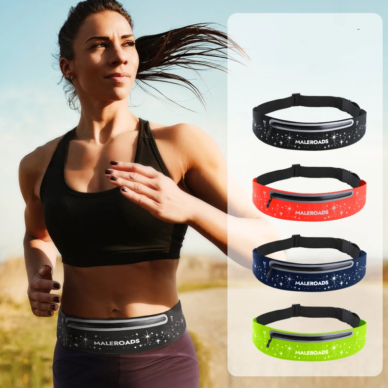 

Maleroads Waterproof Running Waist Bags Reflective Ultralight Sports Gym Fanny Pack Fitness Belt Bag Cell Phone Pocket Men Women