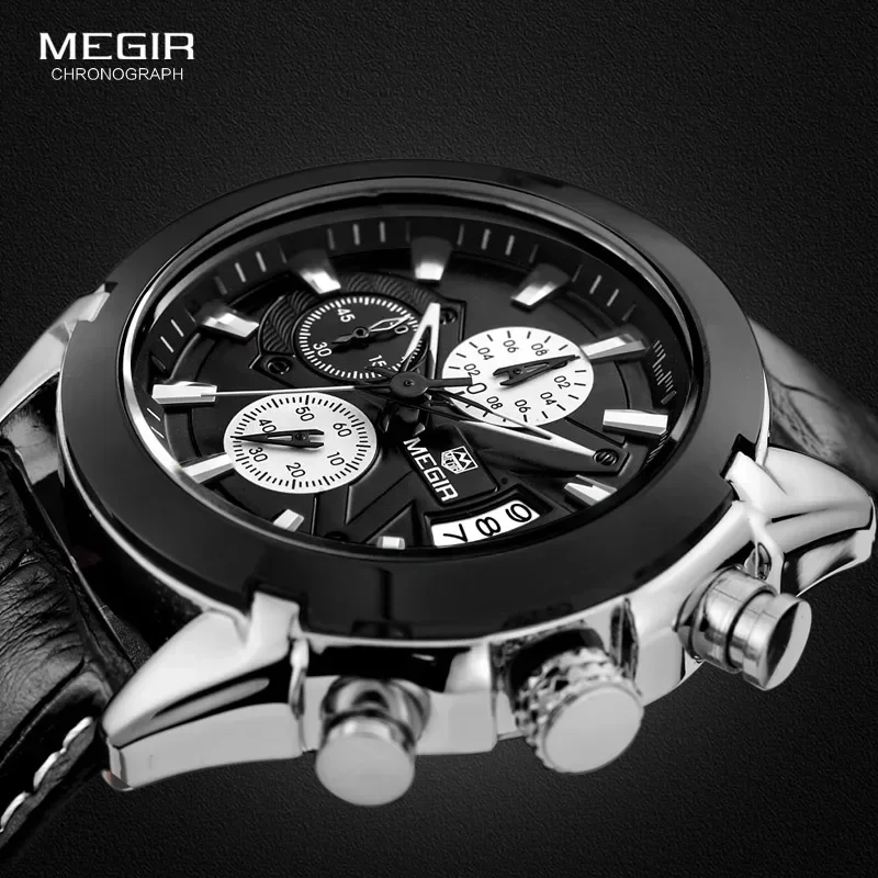 Megir популярный бренд кварцевые часы мужские модные аналоговые повседневные