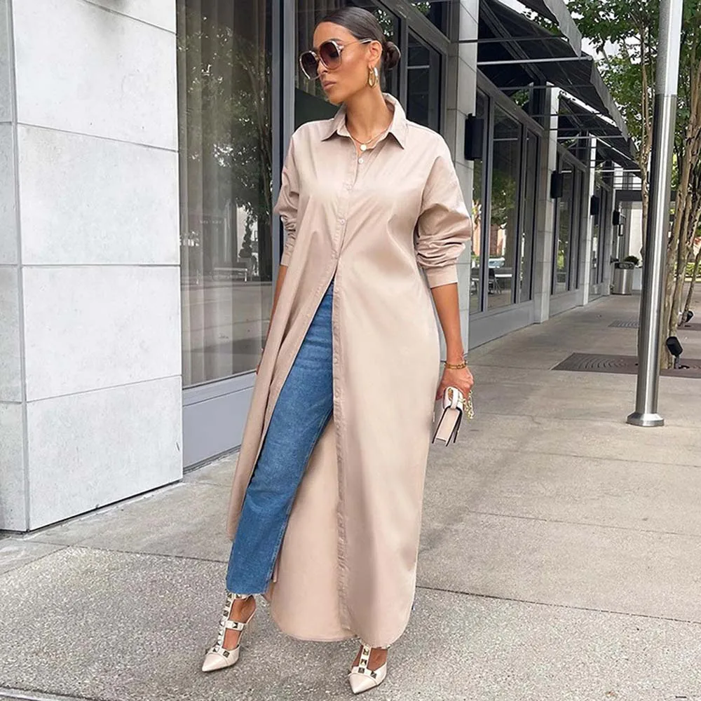 

Fashion Blouse New Solid Color Shirt Tunic Coat Commuter Trends Street Fashion Long Shirt Ladies Top For Spring Autumn 2022