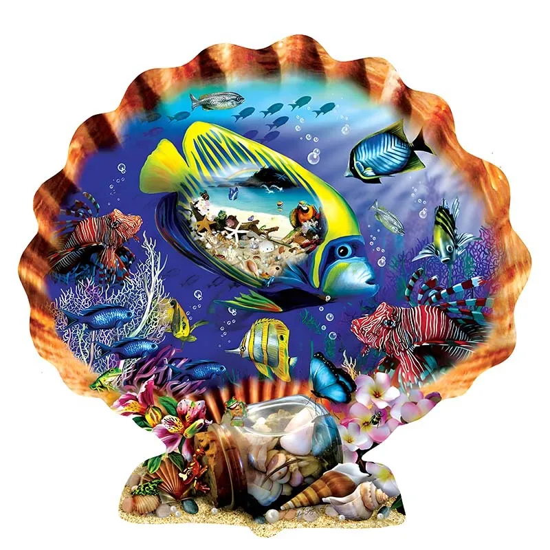 

Irregular 3D Unique Shape Animal Wooden Puzzle Colorful Shells Puzzle Toy Family Games Home Decoration Educational Gift for Kids