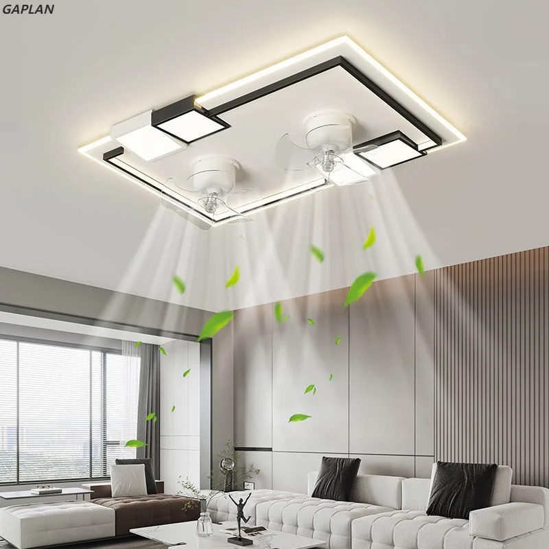 

Modern Black White Circular With Fan Ceiling Lamps Nordic LED Chandeliers For Living Rooms Restaurants Kitchens Chandeliers