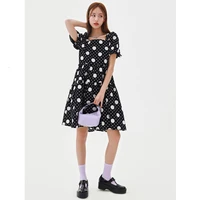 metersbonwe women polka dot print dresses new summer 2022 commuter short sleeves dress back line ladies hot sale tops
