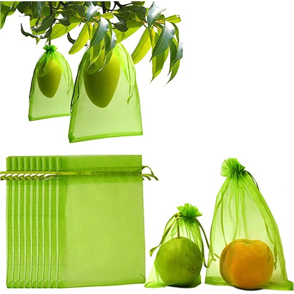 

100pcs Vegetable Grapes Apples Fruit Protection Bag Garden Netting Bags Agricultural Pest Control Anti-Bird Mesh Grape Bags