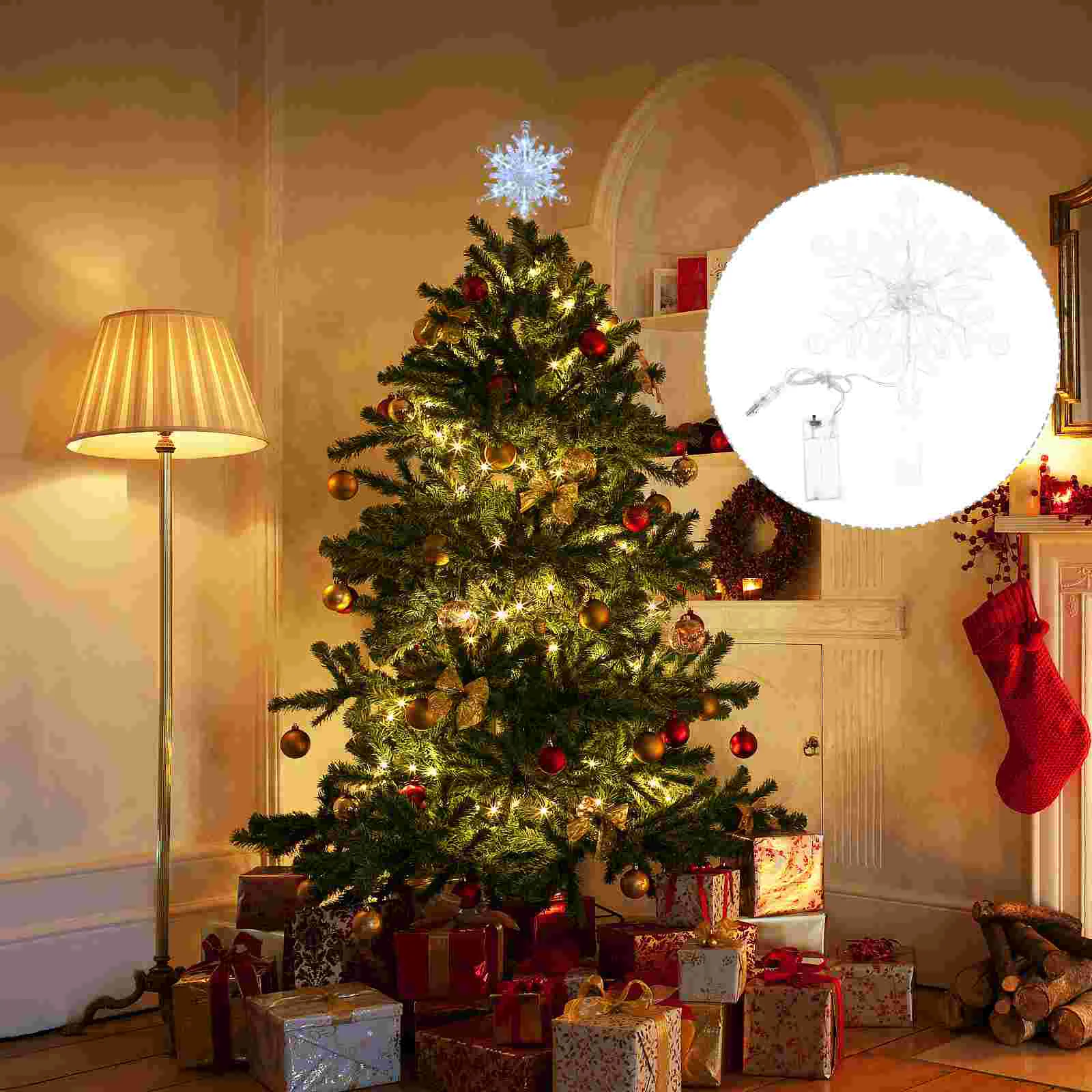 

Christmas Tree Top Star Decoration LED Topper Shine Whiteout Plastic Lighted Xmas Decorations Ornament Glives