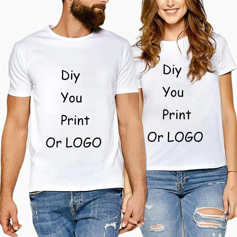 Купи Custom Made White T-Shirt Hot Selling Summer DIY You Like Photo LOGO Loose Comfy Casual Style Unsiex S-3XL Size Women Basic Top за 256 рублей в магазине AliExpress