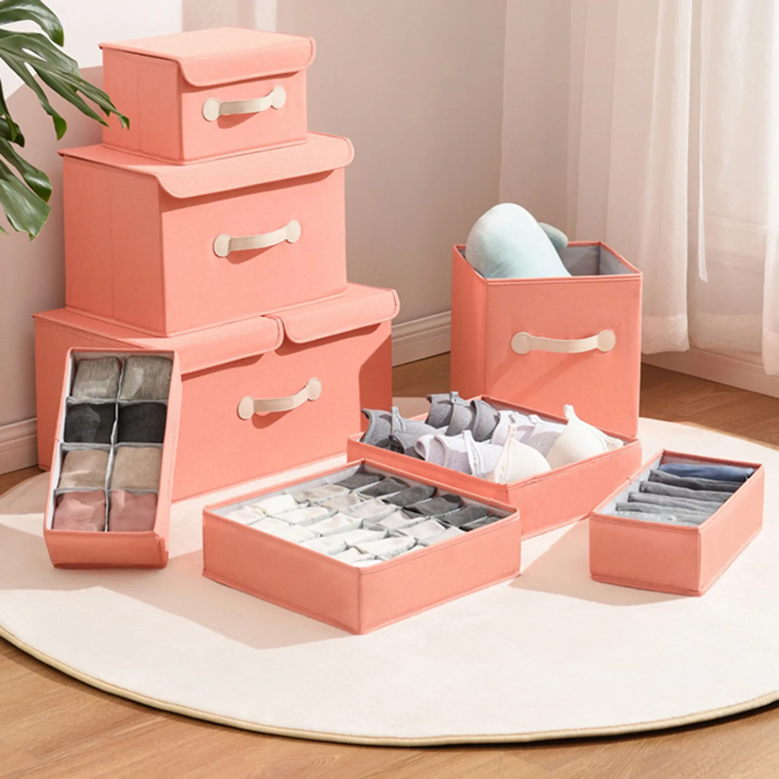 Органайзер льняной в клетку для нижнего белья 24 шт. |