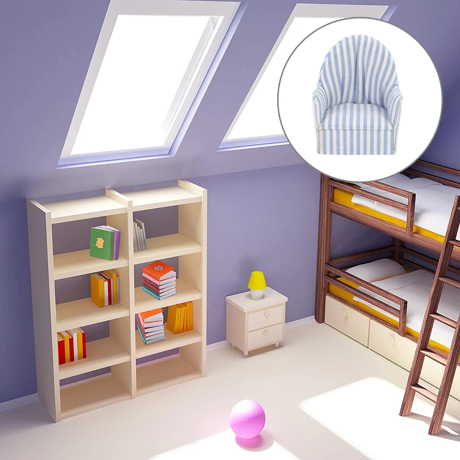 

Mini Furniture Model Stripe Sofa Adornment Fairy House Micro Landscape