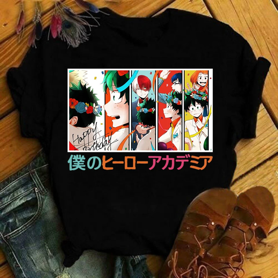 

Vintage My Hero Academia T-shirts for Women Men Harajuku Ulzzang Tee Shirts Shoto Todoroki Bakugou Deku Anime Aesthetic T Shirts